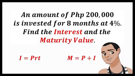 Simple Interest And Maturity Value Youtube