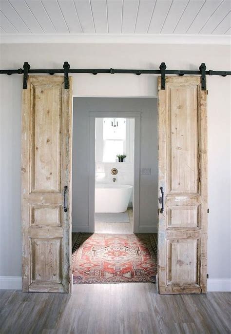 Beautiful Farmhouse Bathroom Remodel Ideas Sliding French Doors Interior Barn Doors Barn