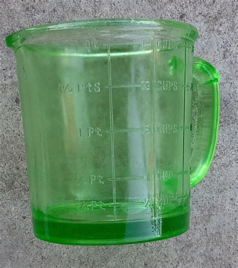 Uranium Green Vaseline Depression Glass Cup Measuring Hazel Atlas My