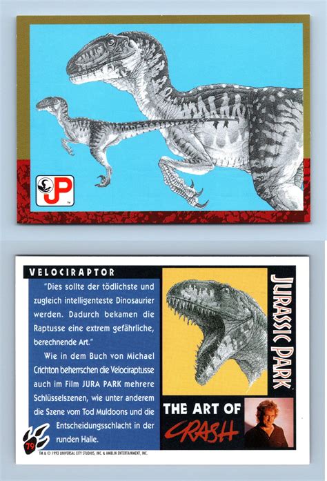 Velociraptor 79 Jurassic Park 1993 Topps German Trading Card