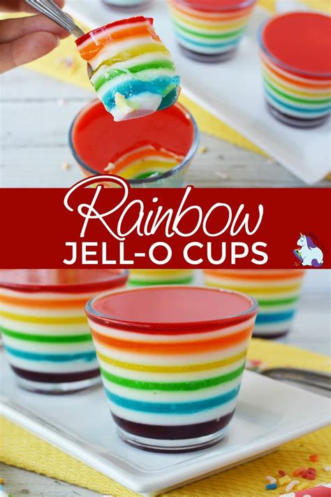 Rainbow Jell O Cups Layered Dessert For A Unicorn Party