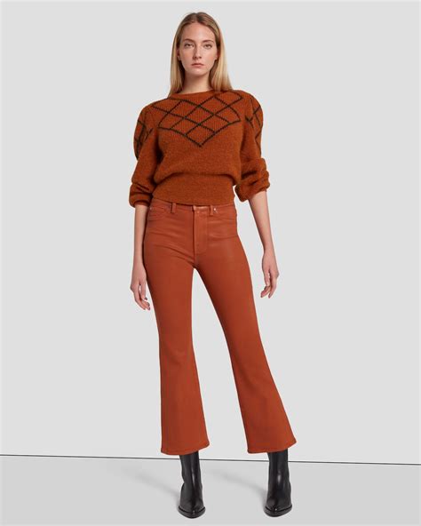 High Waist Slim Kick In Coated Ginger 7 For All Mankind