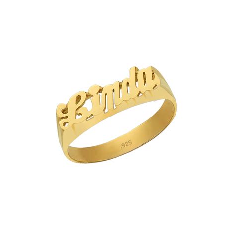 Name Ring 24k Gold Plated Sterling Silver Personalized Etsy