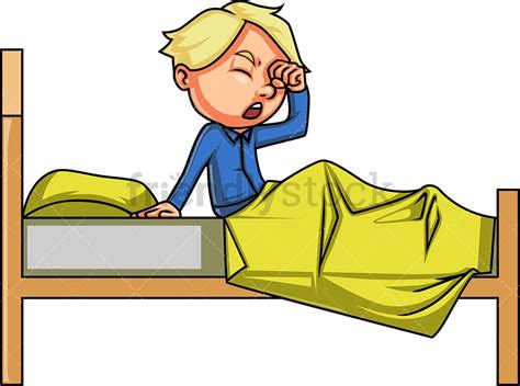 Little Boy Yawning In Bed Cartoon Clipart Vector Friendlystock