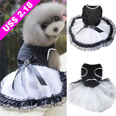Glitter Bow Lace Dog Princess Tutu Dress Bubble Skirt Pet Clothes Puppy