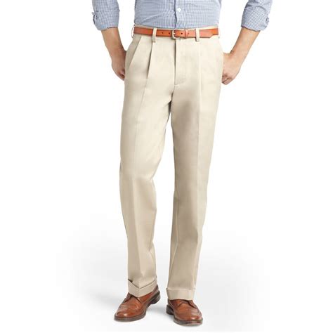 Izod Men S Izod American Chino Straight Fit Wrinkle Free Pleated Pants Khaki Walmart Com