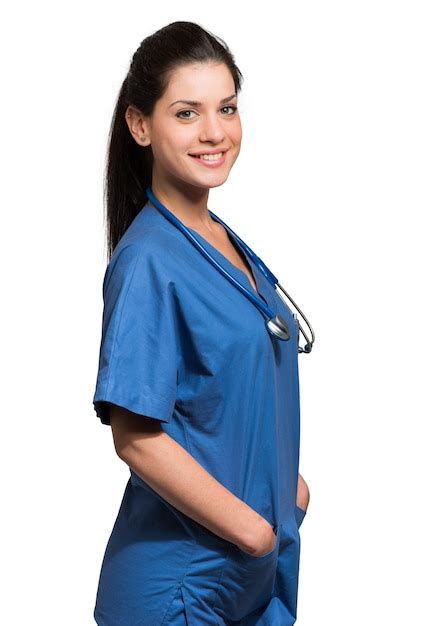 Retrato De Una Joven Enfermera Sonriente Foto Premium