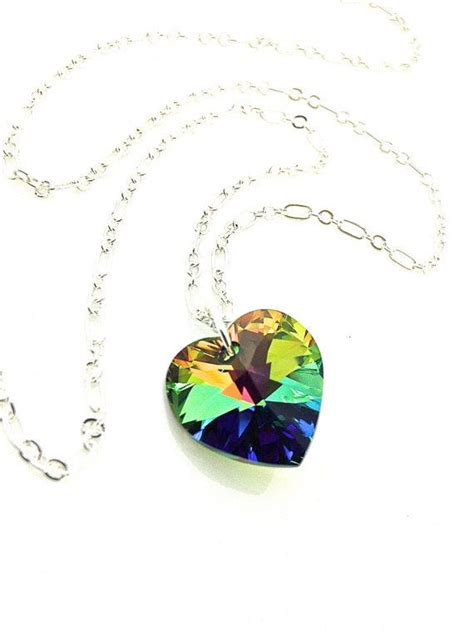 Rainbow Heart Necklace Swarovski Swarovski Crystal Hearts