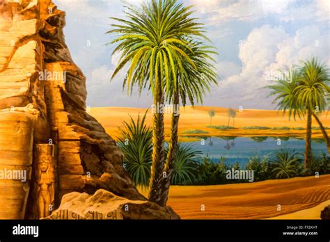 Desert Oasis And Palm Trees Stock Photo 90413732 Alamy