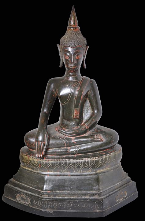 Inscribed Lao Thai Bronze Seated Buddha Michael Backman Ltd