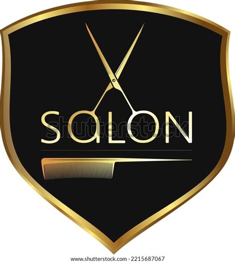 Golden Scissors Comb Golden Shield Hair Stock Vector Royalty Free