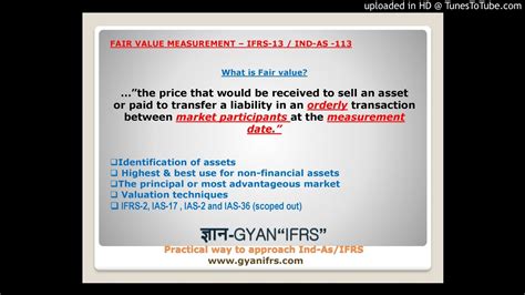 Ifrs 13 defines fair value as the price that would be received to sell an asset or paid to transfer a liability in an orderly transaction between market participants at the measurement date (an exit price). What is FAIR VALUE and the scope of Ind-As 113 or IFRS-13 ...