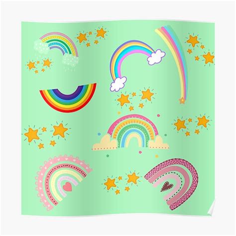 The Rainbow With Stars Poster For Sale By Amritv Redbubble