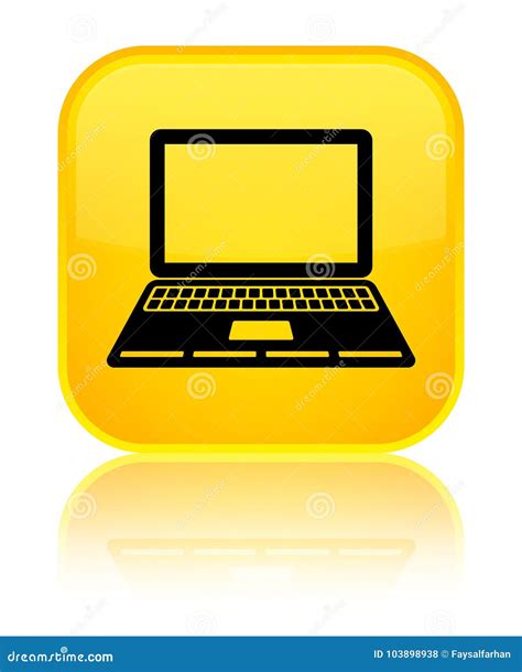 Laptop Icon Special Yellow Square Button Stock Illustration