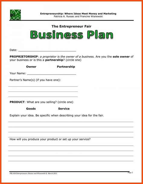 Simple Business Plan Template Free ~ Addictionary