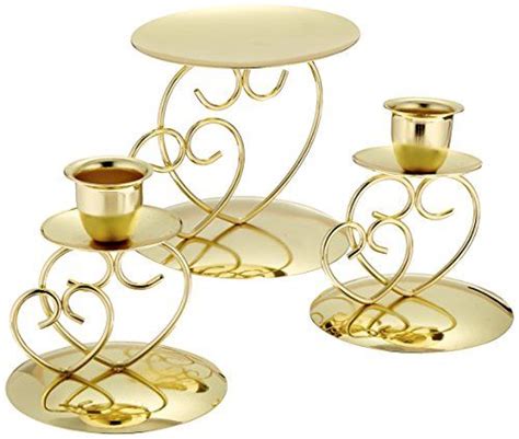 Darice Vl26 Heart Wedding Unity Candle Holder Gold 3pack To View