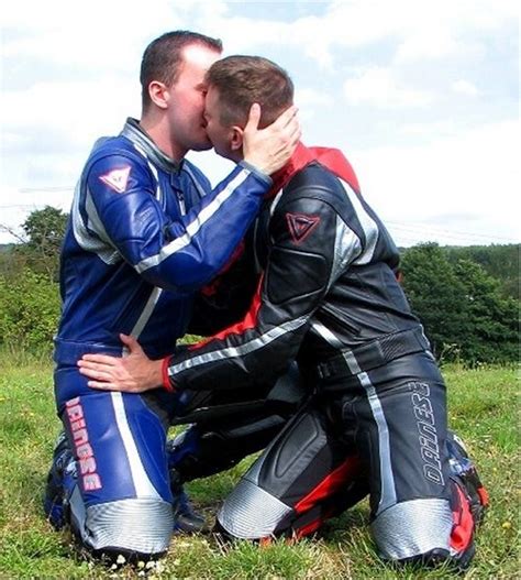 rawfuckermuc hot biker guys biker leather men kissing
