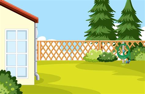 Scene Of Backyard With A Fence 6928603 Vector Art At Vecteezy