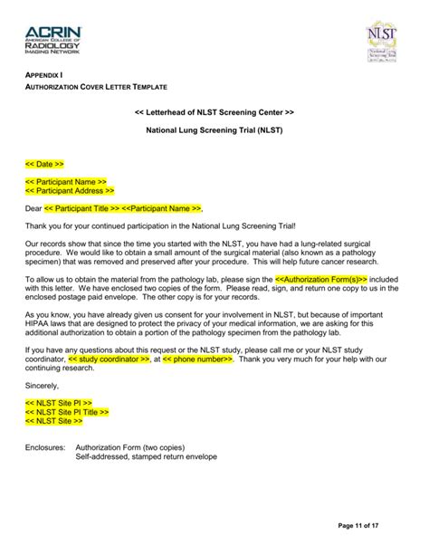 Authorization Cover Letter Template