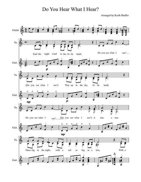 Do You Hear What I Hear Sheet Music For Voice Guitar Download Free