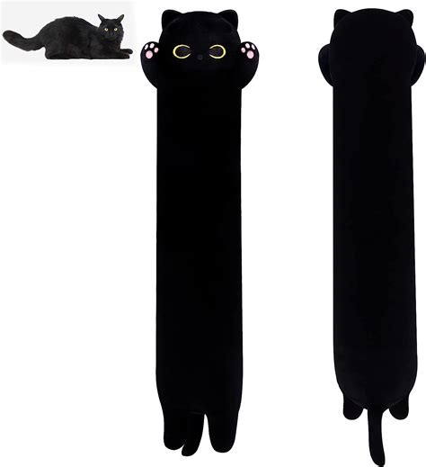 Jiajegtgt Black Cat Plush Hugging Pillow Toy Soft Black