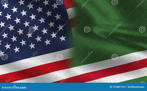 Usa And Chechen Republic Of Ichkeria Realistic Half Flags Together