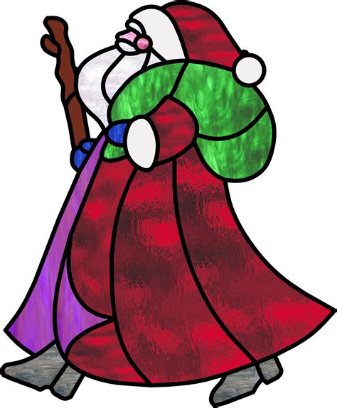 Striding Santa Stained Glass Pattern Etsy