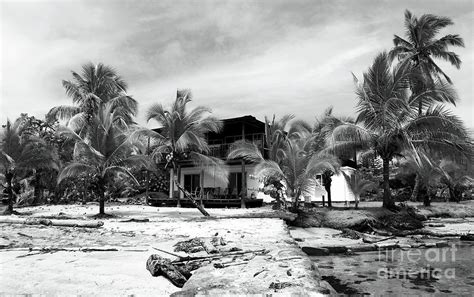 Black And White Beach House Photograph By John Rizzuto
