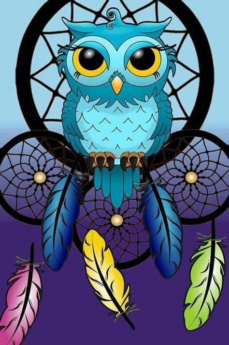 Whimsical Owl Owl Wallpaper Dreamcatcher Wallpaper Turquoise Art