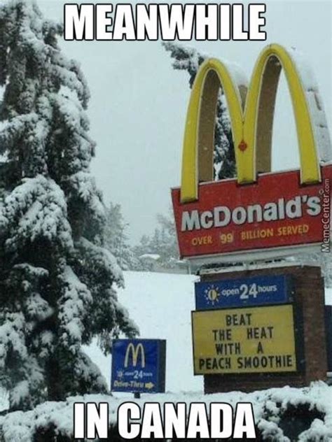A Mcdonalds Sign Covered In Snow Next To A Pine Tree With The Words