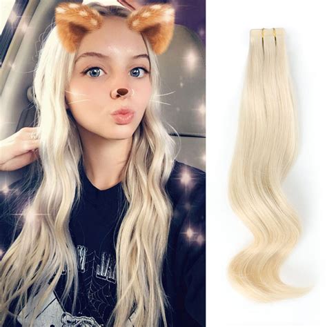 Tape In Hair Extensions 60 Platinum Blonde Amazingbeautyhair