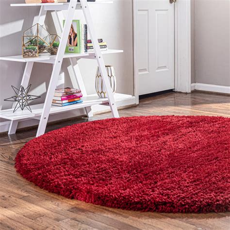 Infinity Collection Solid Shag Round Rug By ‚Äì Merlot 6 7
