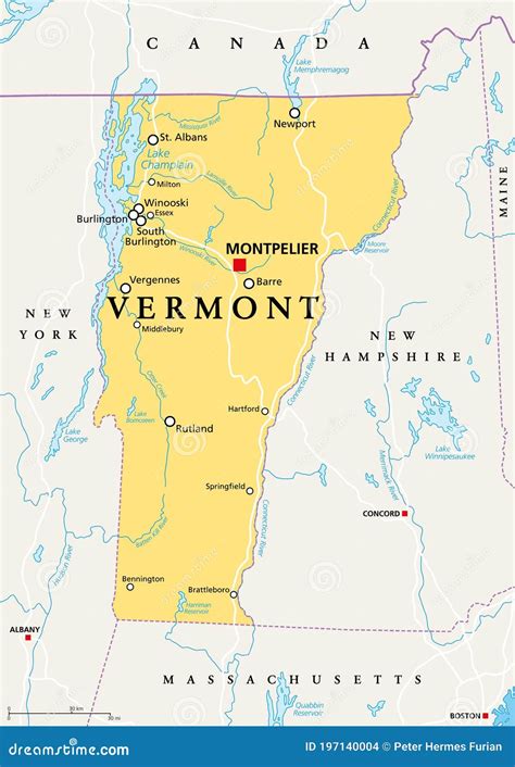 Vermont Vt Political Map The Green Mountain State Vector