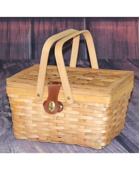 Vintiquewise Picnic Basket Gingham Lined With Folding Handles Macys