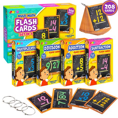Buy 208pcs Set Of 4 Kids Math Flash Cards Addition Subtraction