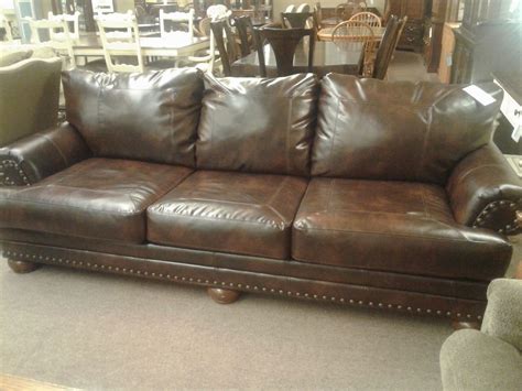 Ashley Brown Leather Sofa Delmarva Furniture Consignment