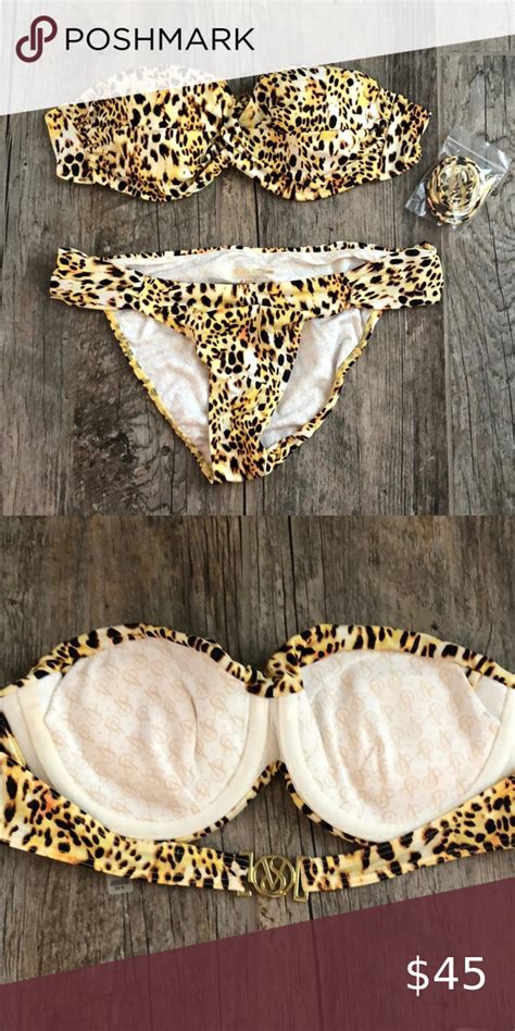 Nwot Victorias Secret Cheetah Bandeau Bikini Bikinis Bandeau Bikini