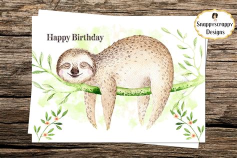Sloth Happy Birthday Card Cards For Her Cards For Him Etsy