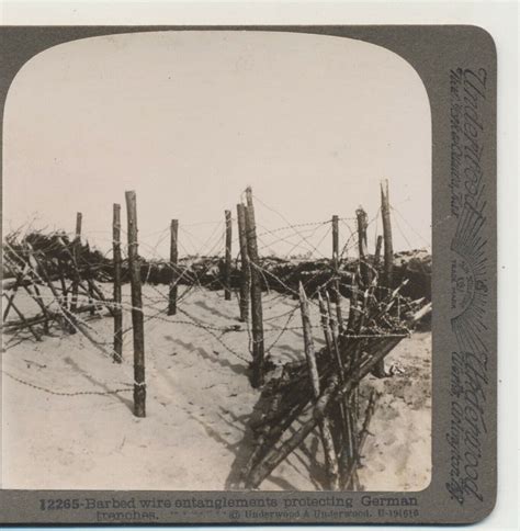 Barbed Wire Entanglement Protecting German Trenches European War
