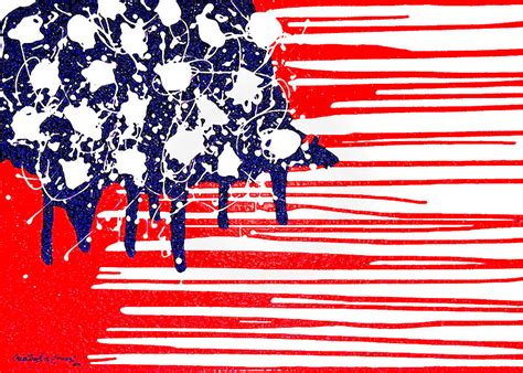 Abstract Plastic Wrapped American Flag Painting By Cristophers Dream