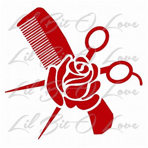 Comb Scissors And Rose Vinyl Decal For Hair By Lilbitolove On Zibbet