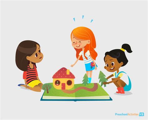 Children Playing Together Cartoon Illustration Vector Free Download