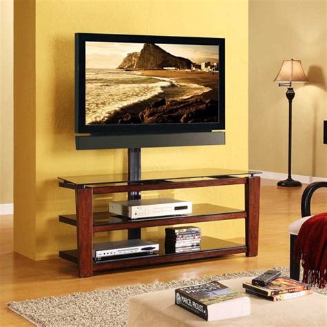 Whalen Swivel 3 In 1 Tv Stand For Tvs Up To 60 Brown Cherry Finish