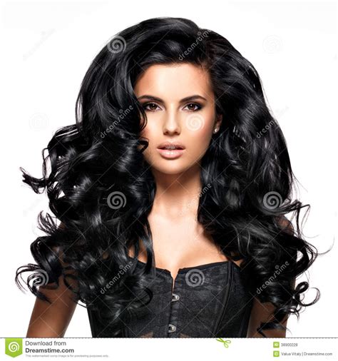 Long blonde hairstyles have always been associated with femininity, grace and elegance. Beautiful Brunette Woman With Long Black Hair Stock Photo ...