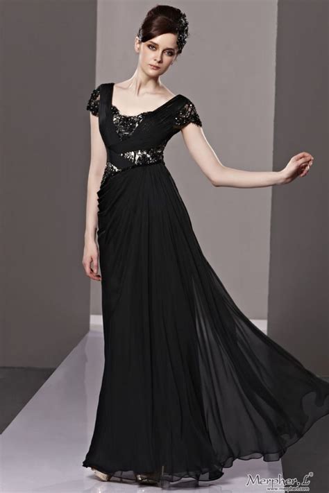 Short Sleeve Long Black Dress Pictures Photos Images Evening