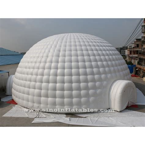 18m White Giant Inflatable Igloo Dome Tent With 3 Tunnel Entrance From