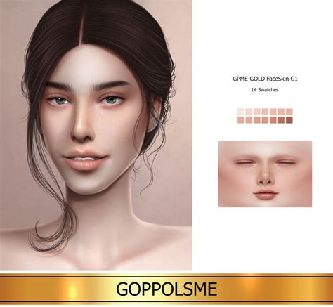 Goppols Me Gpme Gold Face Skin G1 14 Swatches Download At Sims 4