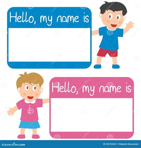 Name Tag With Kids Illustration 25315262 Megapixl