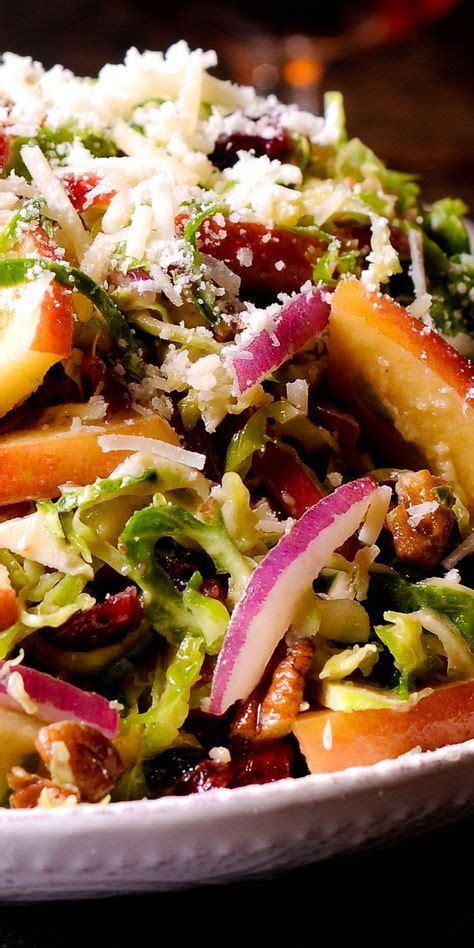 I like to call it sunshine salad dressing! Honey Mustard Brussels Sprout Salad with Cranberries, Apples and Pecans #Thanksgiving #sidedish ...