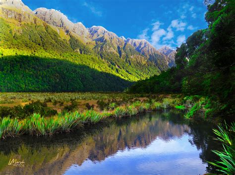 Mirror Lakes Nz By Lawrence Marsh Nature Photographs Lake The
